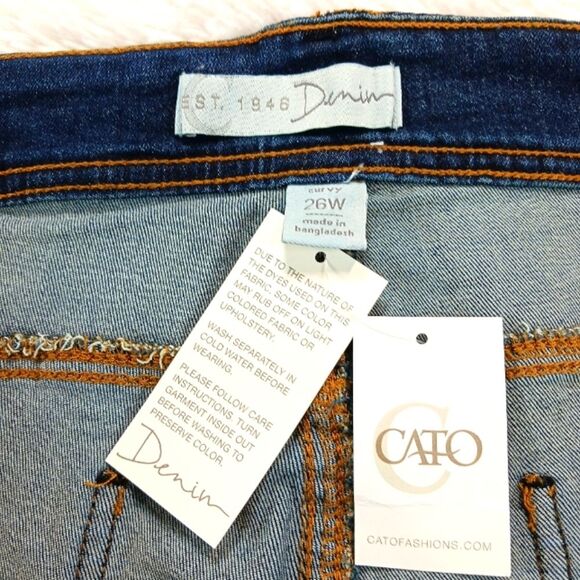 Cato Curvy Straight Dark Wash Stretchy Denim Jeans Woman 26W. 48-inch. NEW NWT.. - Picture 7 of 13